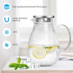 SAWAKE Glass Carafe Jug Kettle (2L/68oz) Water Carafe Drinks Jug with 304 Stainless Steel Lid Spout, Filter and Brush fo