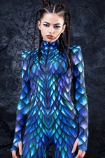 Rave Outfit Woman - Psychedelic Bodysuit - Festival Bodysuit - Burning Man Clothing Women - Pole Dance Outfit - Irresistibly Iridescent Pad Costume