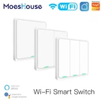 Moeshouse Tuya WiFi Smart Wall Light Switch Neutral Wire Required Multi-control Association in Smart Life App Works with