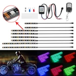 8PCS Motorcycle bluetooth App LED Light Strip Kit Remote Control Flashing Lamp