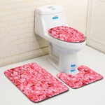 3PCS Non-Slip Bathroom Floor Carpet Pedestal Rug Lid Toilet Cover Bath Mat