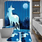 3D Waterproof Unicorn Moon Printing Shower Curtain Bathroom Toilet Rug Mat Set Bathroom Decoration