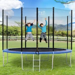 [EU Direct] Bominfit 10FT Safety Recreational Trampolines Jumping Exercise Fitness Trampoline with Enclosure Net Ladder