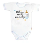 Body krátký rukáv s vtipným textem Baby Nellys, Miluju noční svačinky, kluk, vel. 56 (1-2m)