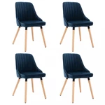 Jídelní židle 4 ks látka / buk Dekorhome Modrá,Jídelní židle 4 ks látka / buk Dekorhome Modrá