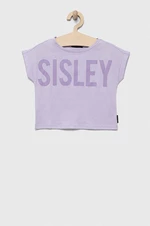 Dětské bavlněné tričko Sisley fialová barva