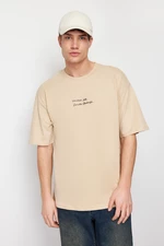 Trendyol Mink Oversize High Pattern Print Technique T-Shirt