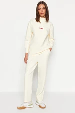 Trendyol Beige Diver/Scuba Knitted Tracksuit Set With Embroidery
