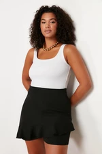 Trendyol Curve Black High Waist Wide Leg Shorts-Skirt