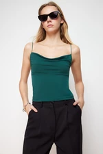 Trendyol Emerald Green Fitted Collar Stretchy Knitted Blouse