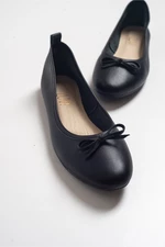 LuviShoes 01 Dámske Čierne Kožené Ploché Topánky
