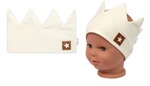 Dvouvrstvá čelenka, Baby Nellys Hand Made, bavlna, Korunka STAR - smetanová, 80/98, vel. 80-98 (9-36m)