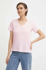 Bavlnené tričko Pepe Jeans dámsky, ružová farba