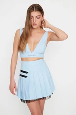 Trendyol X Sagaza Studio Light Blue Skirt With Tulle Detail