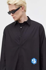 Bavlnená košeľa Karl Lagerfeld Jeans pánska, čierna farba, regular, s klasickým golierom
