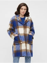 Brown-blue plaid coat with an admixture of wool . OBJECT Nina - Women