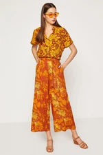 Koton Women's Coffee High Waist Casual Cut Pants