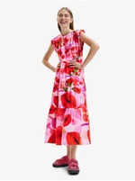 Pink women's patterned maxi dress Desigual Tulip-Lacroix - Women's Pink women's patterned maxi dress Desigual Tulip-Lacroix - Women's