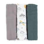 Petite&Mars Moussy látkové plienky Grey Planes 68 x 68 cm 3 ks