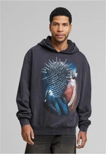 Thorned Mask Oversize Hoody Black with Acid Wash