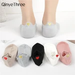 Cute Embroidery Love Heart Socks Fashion Funny Sokken Heel With Glitter Gold Silk Red Heart Ankle Socks Dropship