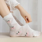 5 Pairs Women Loose Socks Cotton Breathable Floral Mid-tube Stockings Sweet Lace Frilly Ruffle Socks Female Casual Socks