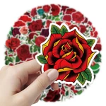 50/100Pcs Flowers Retro Romantic Red Rose Graffiti Stickers Decals Kids Toy DIY Diary Suitcase Scrapbook Phone Laptop Bike
