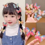 2 Pcs Cute Colorful Butterfly Metal Hair Clips Baby Girls Sweet Hairpin Kids Lovely Hair Accessories Birthday Gift
