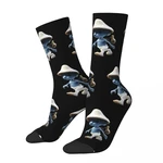 Blue Cat Meme Shailushai Design Theme Crew Socks Merch for Male Cozy Printed Socks