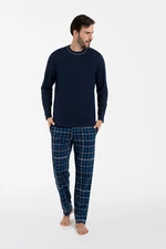 Men's pyjamas Ruben, long sleeves, long pants - navy blue/print