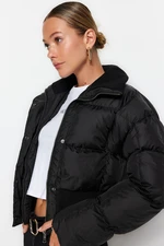 Trendyol Black Oversize Rib Detailed Crop Water Repellent Inflatable Coat