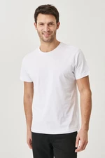 AC&Co / Altınyıldız Classics Men's White 100% Cotton Slim Fit Narrow Cut Crew Neck Short Sleeve T-Shirt