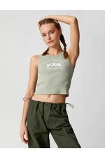 Koton Crop Corduroy Singlets Printed Crewneck Sleeveless