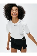 Koton Motto Embroidered T-Shirt Crew Neck Short Sleeve Cotton Cotton 100th Anniversary Special.