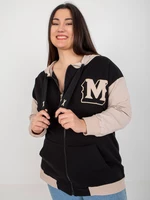 Black-beige hoodie plus size