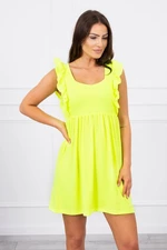 Dress with ruffles on the sides yellow neon