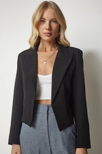 Happiness İstanbul Women's Black Double Breasted Lapel Blazer Jacket