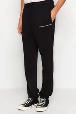 Trendyol Black Oversize/Wide-Fit Minimal Letter Sweatpants