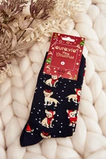 Pánske vianočné bavlnené ponožky s motívom sobov, čierne