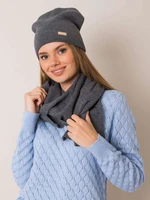 RUE PARIS Dark gray set of cap and scarf