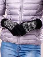 Black gloves with wool and shiny application