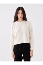 LC Waikiki Round Neck Women's Knitwear Sweater With Patterned Long Sleeves
