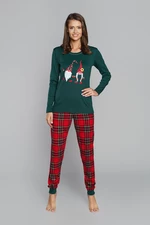 Women's St. Nicholas pyjamas, long sleeves, long legs - green/print