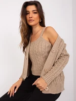 Dark beige two-piece knitted set