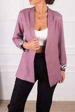 armonika Women's Lilac Inner Sleeve Zebra Patterned Single Button Jacket