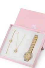 Polo Air Luxury Stone Vintage Women's Wristwatch Zircon Stone Necklace Bracelet Special Combination Gold Color