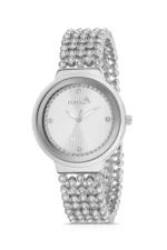 Polo Air Luxury Stone Strap Women's Wristwatch Silver Color