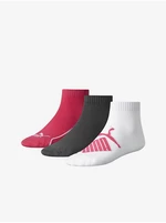 Set of three pairs of socks in dark pink, gray and white Puma - Men