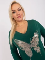 Navy green plus size blouse with a neckline