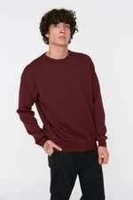 Trendyol Men's Burgundy Oversize Long Sleeve Crew Neck Sweatshirt